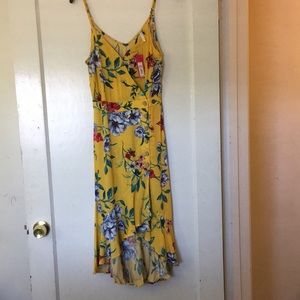 Xhilaration mustard ruffle dress size small